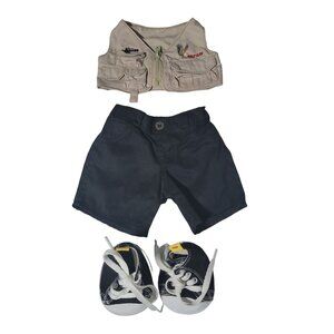 Build a Bear Outfit Eagle Claw Vest Chino Shorts High Top Canvas Sneakers BAB